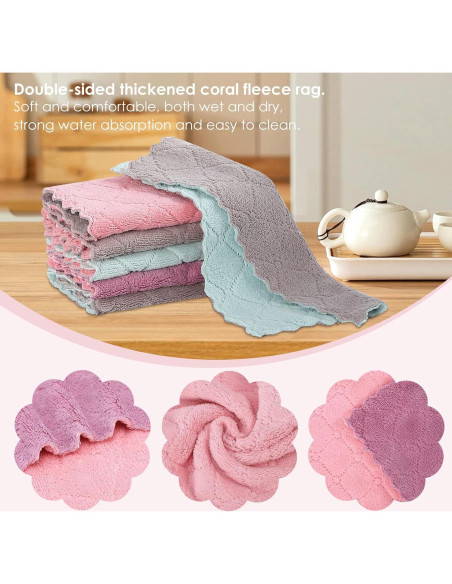 11 Paños de Cocina Rachan Rosa-Verde 10x15 cm Ultra Absorbentes