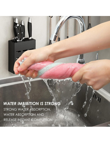 11 Paños de Cocina Rachan Rosa-Verde 10x15 cm Ultra Absorbentes