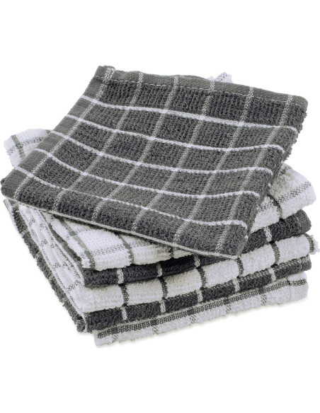 Conjunto de paños de cocina DII Basic Terry 30x30 cm 6 Piezas Gris