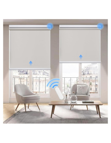 Cortina enrollable motorizada Grandekor 89x183 cm gris opaca