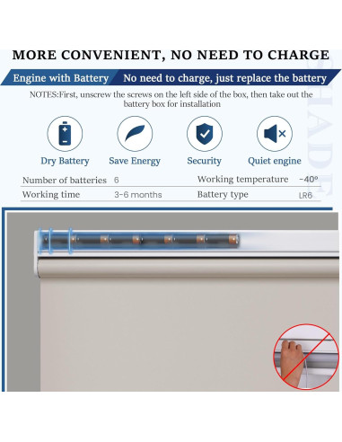 Cortina enrollable motorizada Grandekor 89x183 cm gris opaca