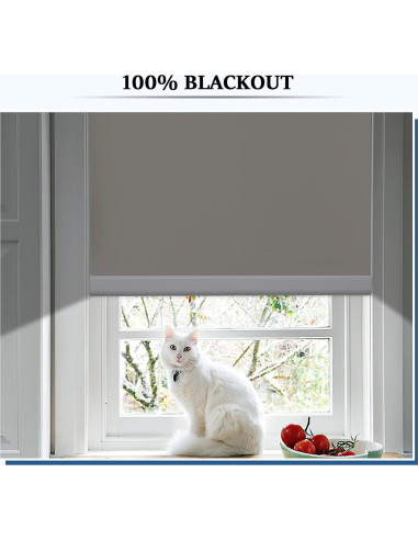 Cortina enrollable motorizada Grandekor 89x183 cm gris opaca