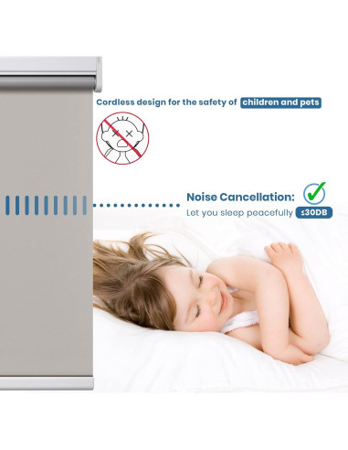 Cortina enrollable motorizada Grandekor 89x183 cm gris opaca