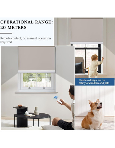 Cortina enrollable motorizada Grandekor 89x183 cm gris opaca