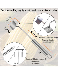 Pelador de Maíz AOBOD Acero Inoxidable 2 Pcs 2