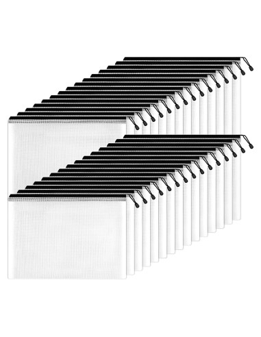 Bolsa de Malla con Cremallera SUNEE 27,94x40,64 cm Negra - 30 Paquetes