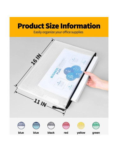 Bolsa de Malla con Cremallera SUNEE 27,94x40,64 cm Negra - 30 Paquetes