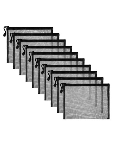 10 Bolsas de Malla Negras Norme para Maquillaje y Viaje