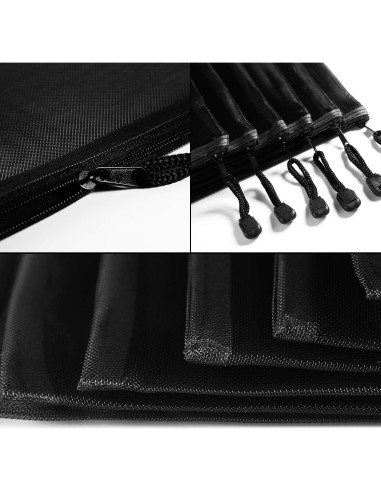 10 Bolsas de Malla Negras Norme para Maquillaje y Viaje