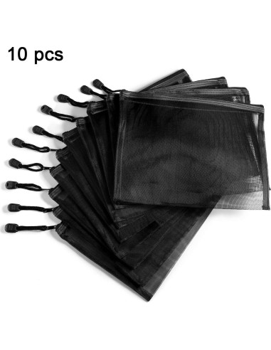 10 Bolsas de Malla Negras Norme para Maquillaje y Viaje