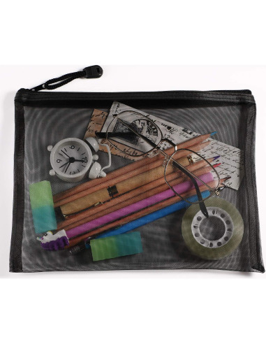 10 Bolsas de Malla Negras Norme para Maquillaje y Viaje