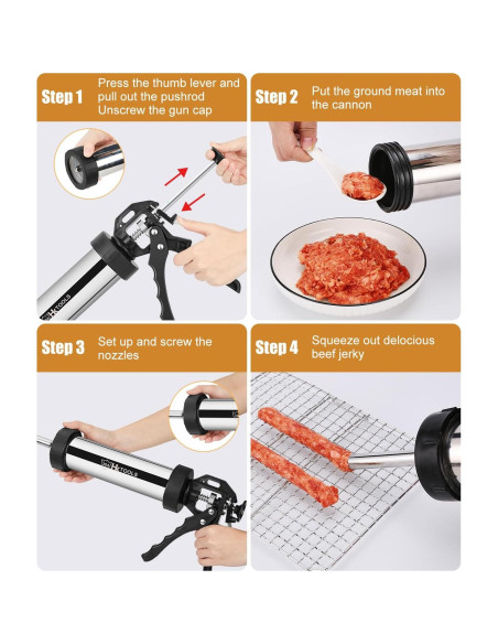 Pistola para hacer jerky HK de acero inoxidable 2.5kg con boquillas