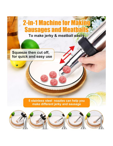 Pistola para hacer jerky HK de acero inoxidable 2.5kg con boquillas
