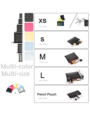 Bolsas de Malla con Cierre PATU, 5 Piezas, Tamaño S