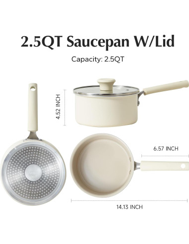 Cacerola Antiadherente Cerámica Redchef 1.5L y 2.5L con Tapa