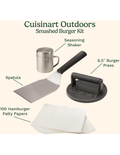 Kit de Hamburguesas Smash Cuisinart con Prensa Hierro Fundido 2