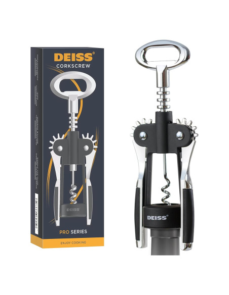 Sacacorchos Deiss 2 en 1 para Vino y Cerveza - Ergonomico