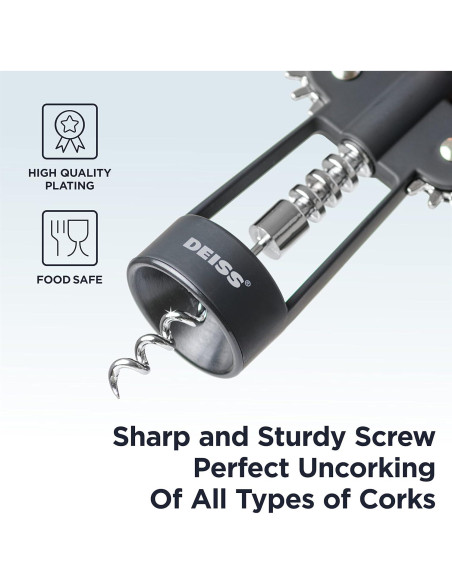 Sacacorchos Deiss 2 en 1 para Vino y Cerveza - Ergonomico