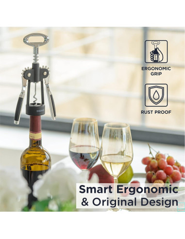 Sacacorchos Deiss 2 en 1 para Vino y Cerveza - Ergonomico