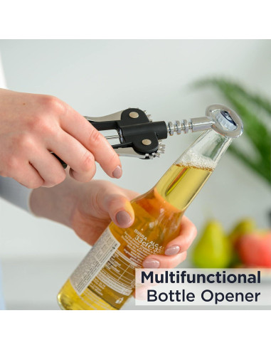 Sacacorchos Deiss 2 en 1 para Vino y Cerveza - Ergonomico