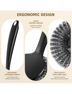 Estropajos de Acero Inoxidable Foensc con Mango Largo - 5 Pzas 2