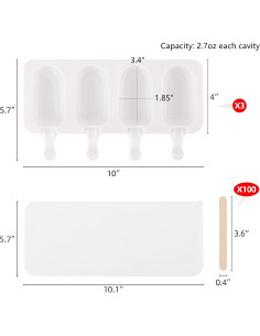 Juego de 3 moldes para paletas BTYMS con 100 palitos 2