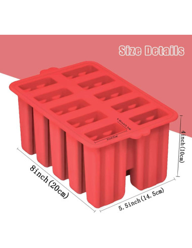 Moldes de Paletas de Silicona Azonbey 10 Cavidades Rojo
