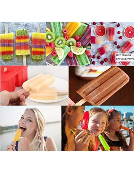 Moldes de Paletas de Silicona Azonbey 10 Cavidades Rojo