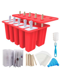 Moldes de Paletas Caseras Miaowoof 10 Cavidades Silicona Rojo