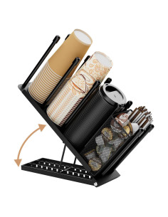 Soporte Organizador para Tazas Ovicar - Metal Negro 4 Compartimentos