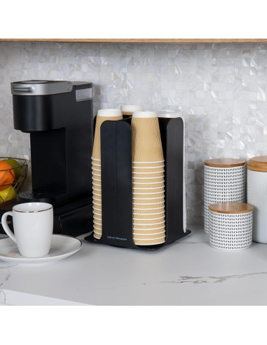 Carrusel de Tazas y Tapas Mind Reader, Negro, 19.68x19.68x29.21 cm