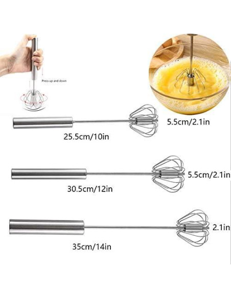 Batidor de Huevos Semiautomático Fnoko Acero Inoxidable 3PCS