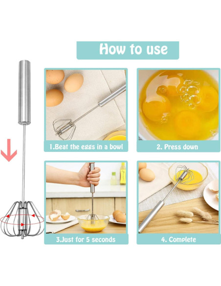 Batidor de huevos Jninexiu 30 cm acero inoxidable semi-automático