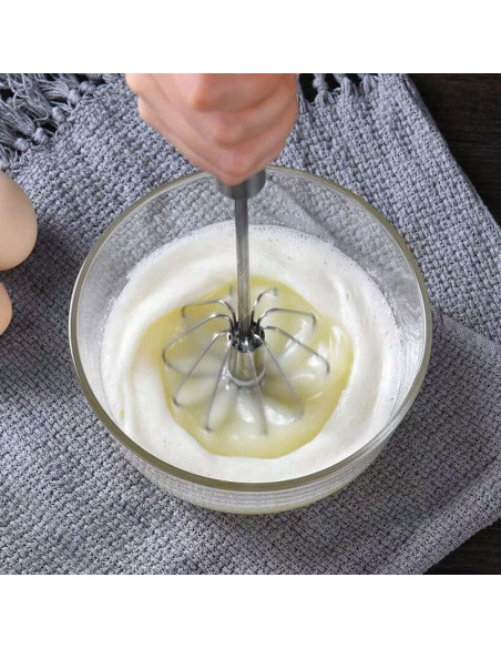 Batidor de huevos Jninexiu 30 cm acero inoxidable semi-automático