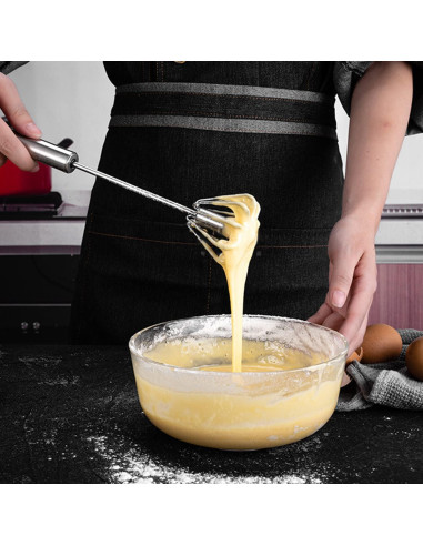 Batidor de huevos Jninexiu 30 cm acero inoxidable semi-automático