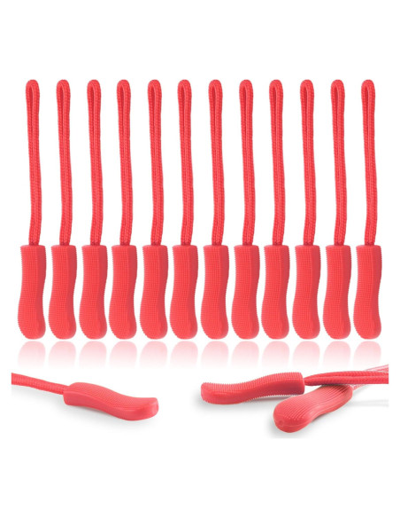 CooBigo 12 Pack Tiradores de Cremallera Rojos - Antideslizantes