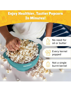 Hacedor de Palomitas Popco Silicona Microondas 15 Tazas Aqua 2
