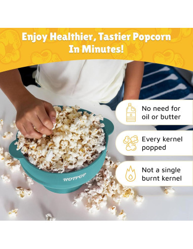 Hacedor de Palomitas Popco Silicona Microondas 15 Tazas Aqua