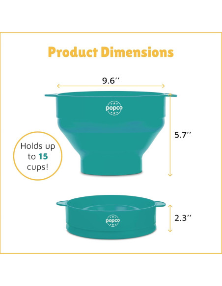 Hacedor de Palomitas Popco Silicona Microondas 15 Tazas Aqua