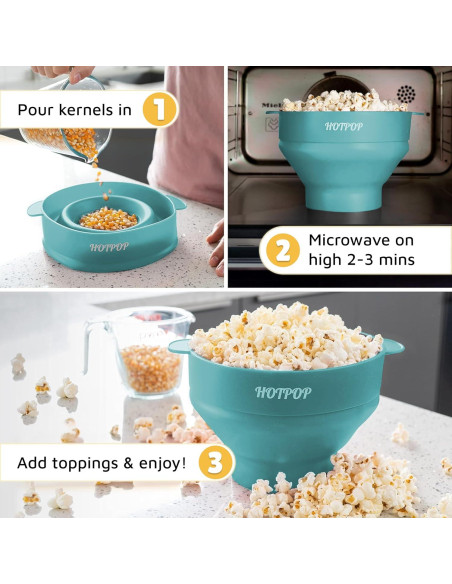 Hacedor de Palomitas Popco Silicona Microondas 15 Tazas Aqua