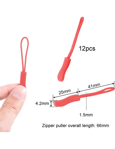 CooBigo 12 Pack Tiradores de Cremallera Rojos - Antideslizantes