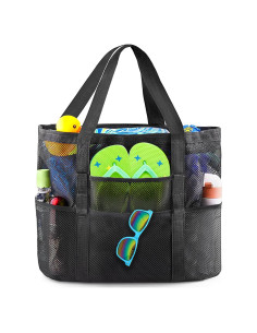 Bolsa de Playa Grande EASYFUN Malla Ligera 42x22x38cm Negra