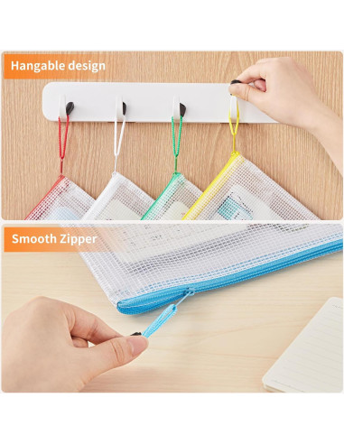 Bolsas de Malla con Cremallera JARLINK 24 Pcs A4 Multicolor