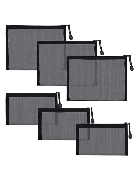 Paquete de 6 Neceseres de Maquillaje de Nylon Negro Paquete de 6 Neceseres de Maquillaje de Nylon Negro