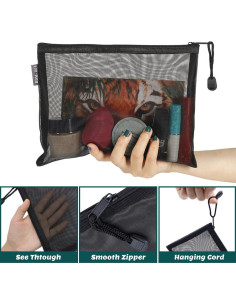 Paquete de 6 Neceseres de Maquillaje de Nylon Negro 2