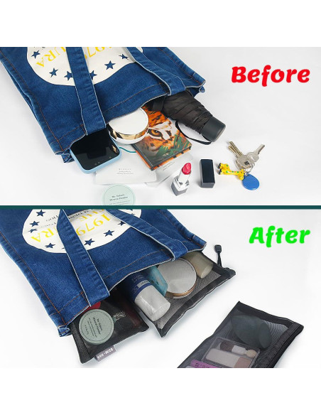 Paquete de 6 Neceseres de Maquillaje de Nylon Negro Paquete de 6 Neceseres de Maquillaje de Nylon Negro