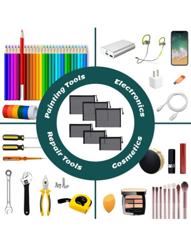 Paquete de 6 Neceseres de Maquillaje de Nylon Negro