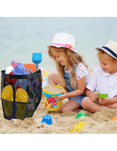 Bolsa de Playa Grande Malla Negra Plegable 9 Bolsillos