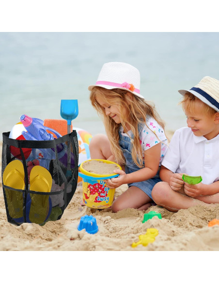 Bolsa de Playa Grande Malla Negra Plegable 9 Bolsillos