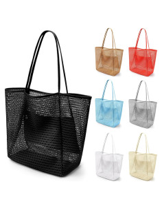 Bolsa de Playa de Malla VOROLO Negra 50.8x35.6cm Verano